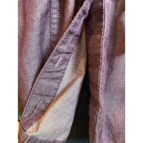 2010s Guess Soft Boho Drawstring Waist Purple Button Down Shirt Medium - Picture 8 of 8